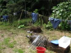 Clothes and coring gear drying off after a hard days toil